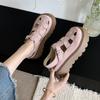 Muffin Thick-soled Heightening Baotou Sandals Women's 2025 New Summer Roman Shoes Small Pig Cage Shoes Loafers