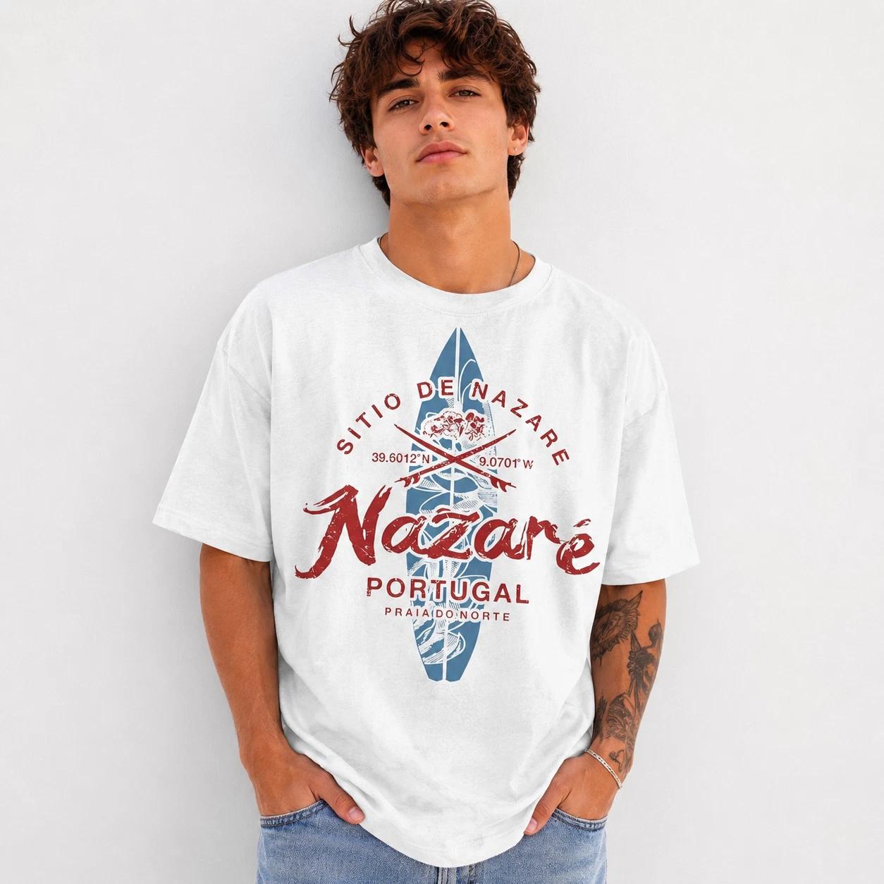 Lisbon Portugal Retro Surf Graphic T-Shirt Vintage Beach Surfing Tee XS