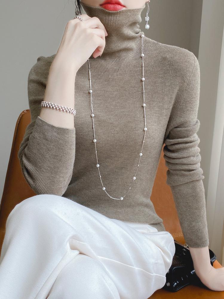 Dámský přiléhavý rolák 2025 - Pletenina z jemné vlny, Jednobarevná základní vrstva