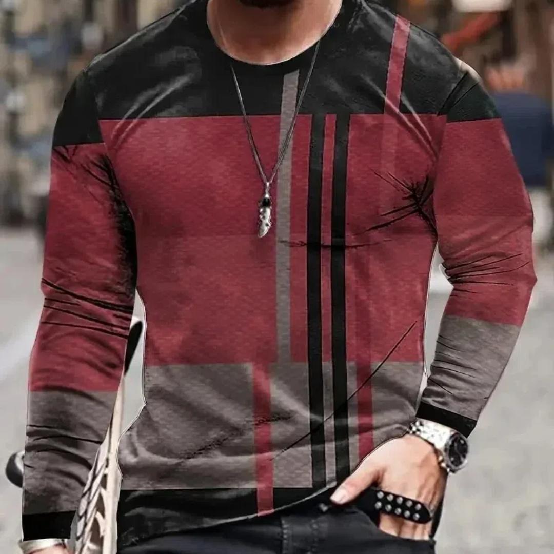 

Мужская футболка с длинным рукавом в стиле ретро с 3D принтом, цветным принтом, новинка, винтажная футболка, стильные футболки на осень, мужская одежда XL