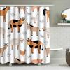 Farm Animal Pattern Shower Curtain Cute Cow Sheep Chicken Goat Pig Horse Design For Bathroom Decor White With Black Border (180X