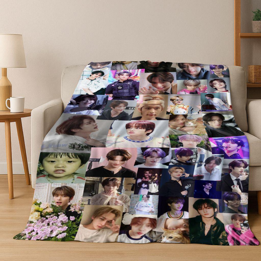 Druk 3D Stray Kids Gwiazda Kpop Lee Know Koc Flanelowy Miękki Ciepły Koc do Sypialni Salonu Łóżka Podróży Kempingu Pikniku Prezent