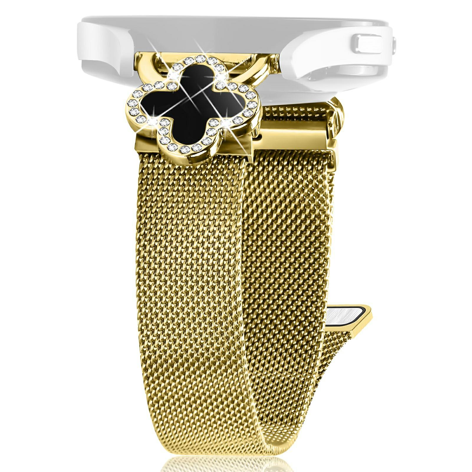 

For Garmin Approach S40/Forerunner 158 Milanese Band Clover Decor Electroplated Stainless Steel Strap, Size: L B