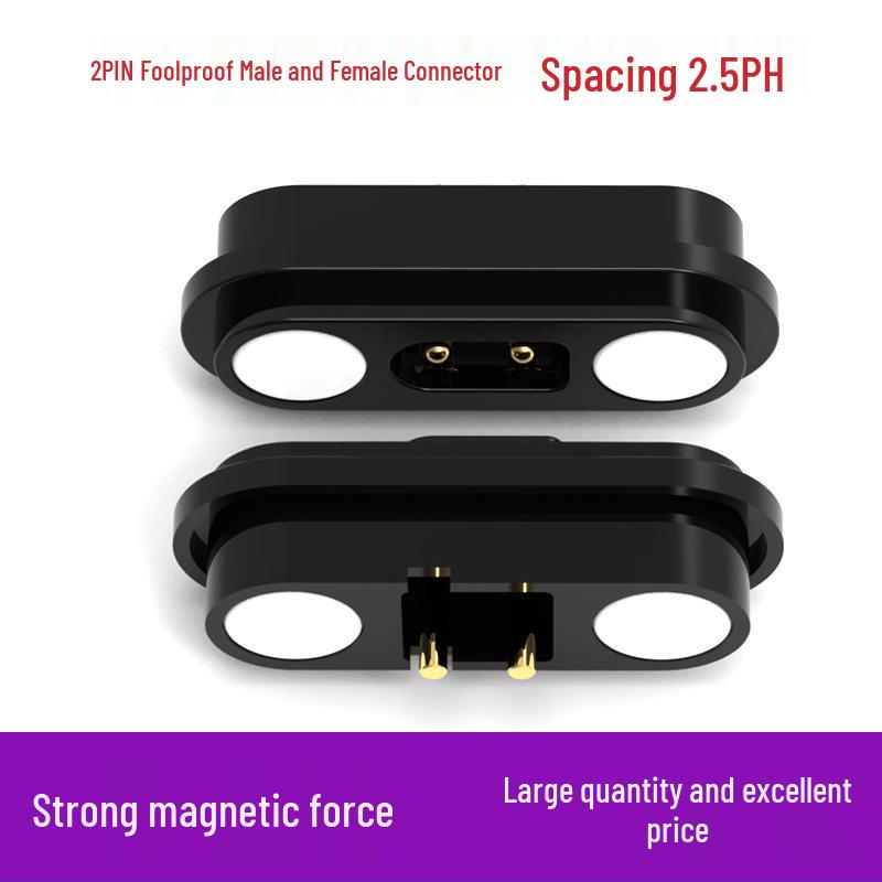 2-pin Anti-Fooling Bent Solder Wire with Magnetic Connector Cable and Spring Pogo Pin Socket