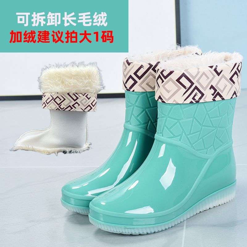Fashion work short rain boots women's summer kitchen overshoes thickened non-slip rain shoes outer wear rubber shoes kitchen waterproof shoes