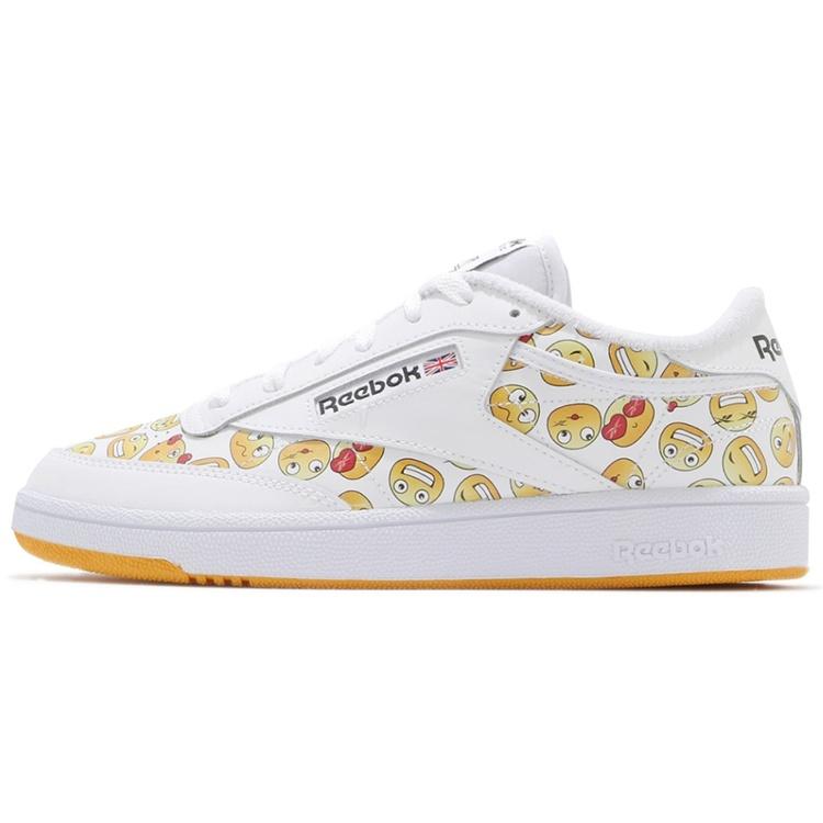 Reebok Club C 85 White Yellow Smiling Face Unisex S29074 EU 43