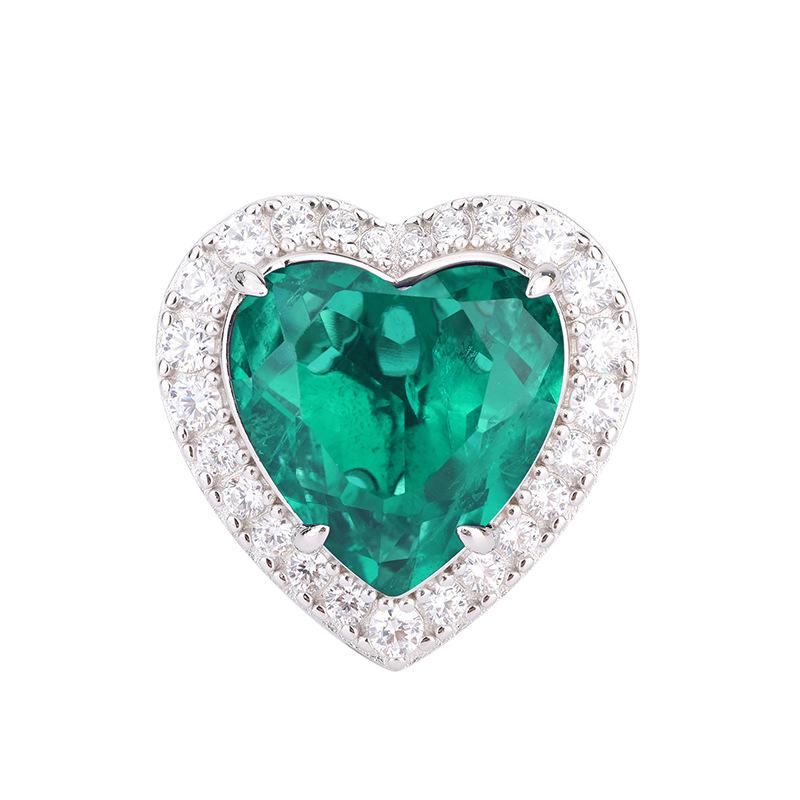 Jewelry Copper Bottom Gold-Plated Retro Simulation Color Treasure Heart-Shaped Diamond-Encrusted Women'S Ring Main Stone 15 * 15