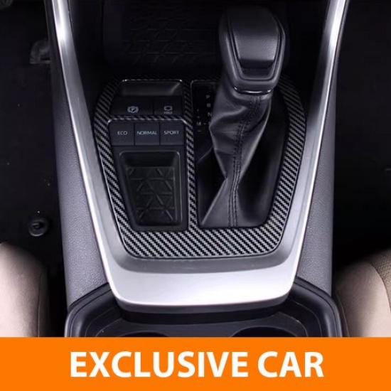Carbon Fiber Texture Gear Shift Box Panel Cover Trim For Toyota RAV4 20-25