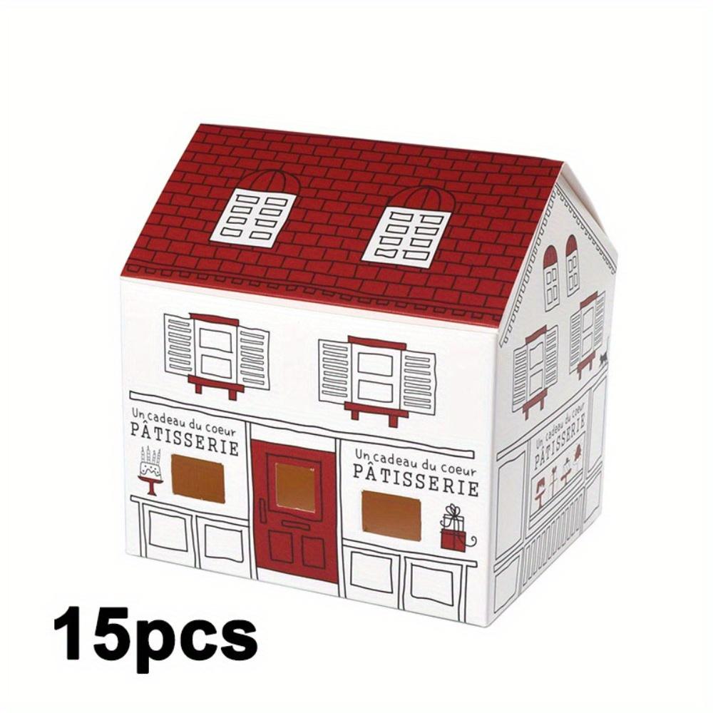 

15 шт. Бумажные подарочные коробки в форме домика, Коробки для угощений, Коробки для подарков на вечеринку, Коробка для упаковки подарков, Упаковочная коробка для здания 15pcs