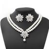 Chain Set Leaf Set Bracelet Three-piece Set Three-piece Pearl Necklace Earrings Wedding Set