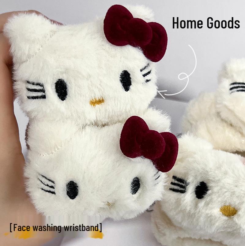 KT Cat Plush Wristband: Waterproof, Absorbent Hair Tie & Face Wash Band