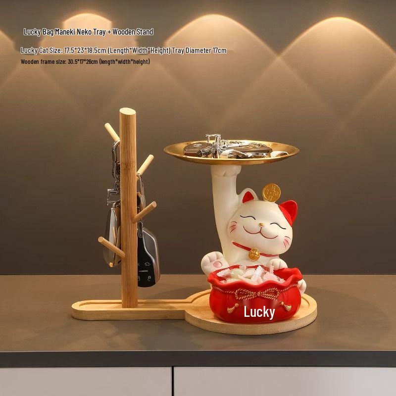 Lucky Cat Key Organizer Ornament for Entryway, Living Room, or Shoe Cabinet - Perfect Home Decor and Housewarming Gift.