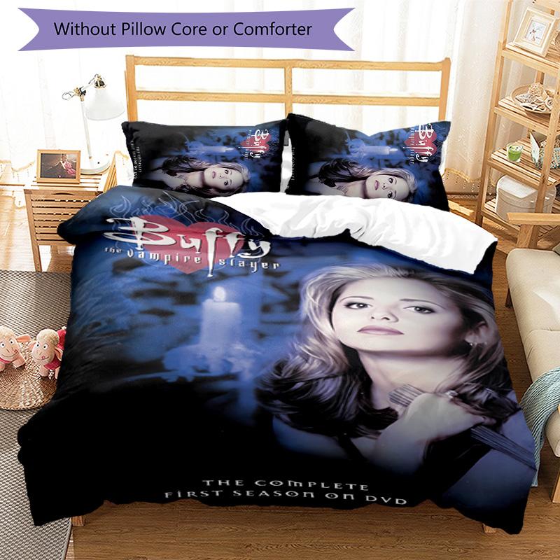 Juego de ropa de cama de 3 piezas Buffy Cazavampiros 1 patrón, juego de funda nórdica incluye funda nórdica y fundas de almohada, decoración de dormitorio y regalo perfecto para todas las estaciones