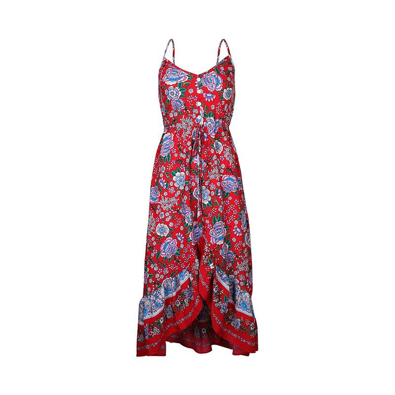 Amazon cross-border foreign trade summer new printing skirt European, American bohemian style suspender dress women