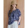 Maxza Paisley Flower Ribbon Puff Blouse