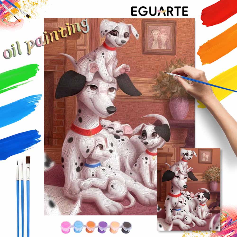 Disney 101 Dalmatians Oil Painting Art Painting Set Home Wall Decor Handmade Gift for Dog Lovers Art Print