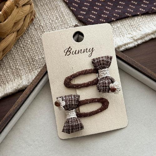 Autumn Retro Coffee Color Love Bow Hairpin Temperament All-match Children's Hair Accessories Side Bangs Hairpin Headdress