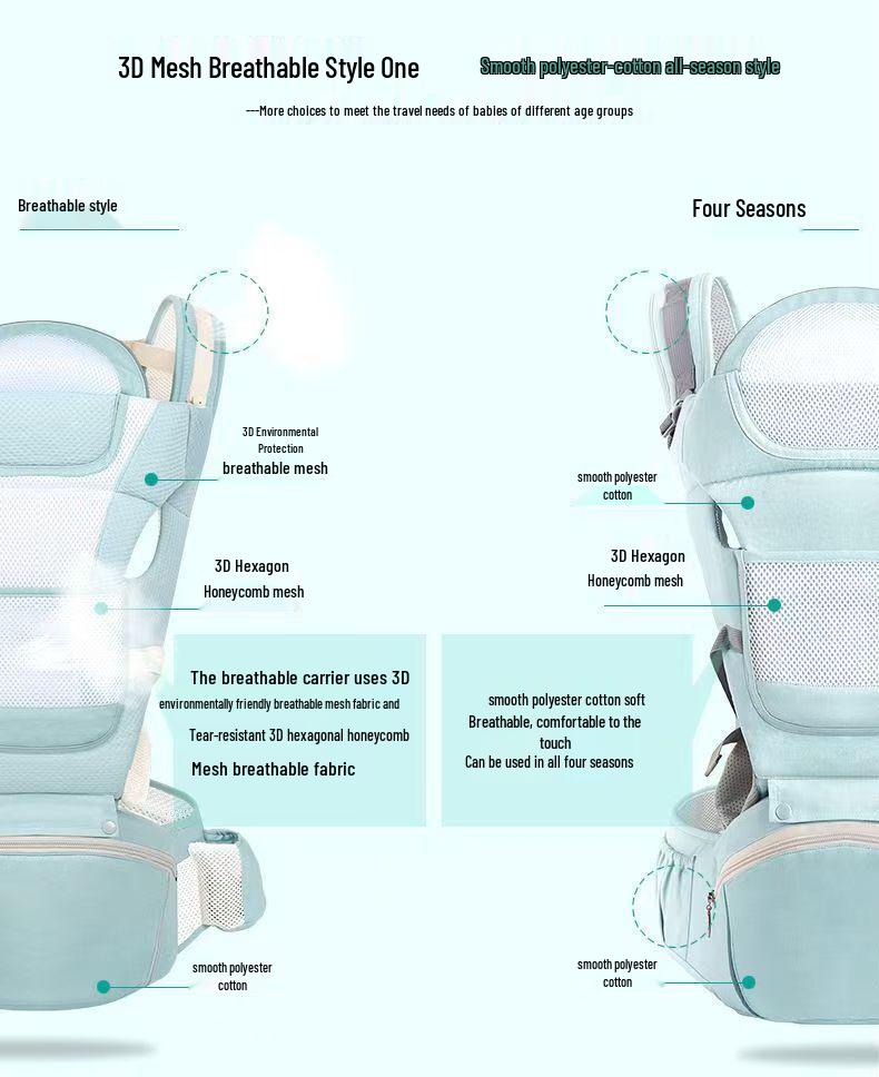Lightweight Baby Carrier Waist Stool - Multifunctional, All-Season, Front & Back Use for On-the-Go.