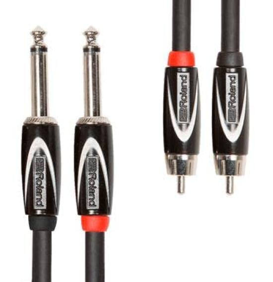 Roland Musical Instrument TS Phone To Spiral Copper Shielded RCC-10-2R28 Cable, 3m, RCA, High-Density Construction, High-Purity Oxygen-Free Wire,