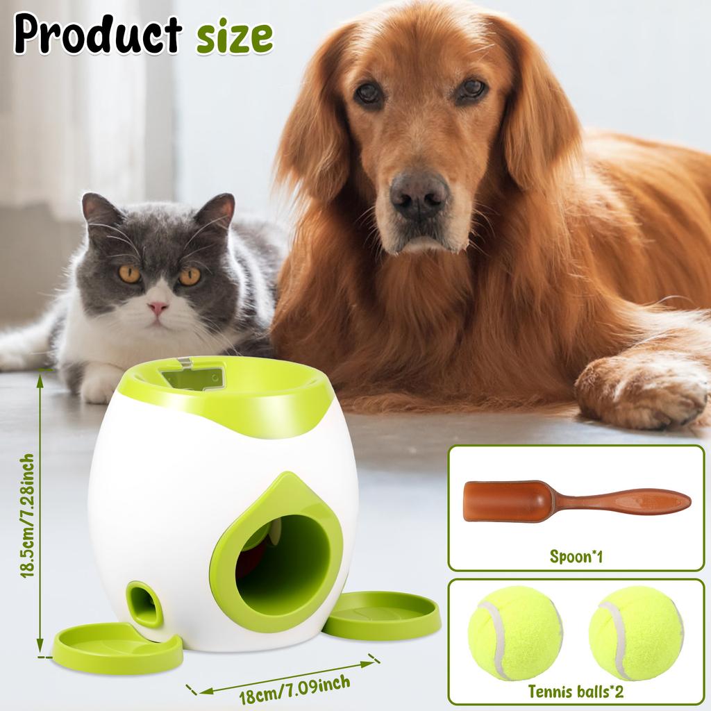 Dog Automatic Tennis Ball Launcher Pet Training Interactive Toy Puppy Snack Reward Machine Treat Dispenser Fun Interactive