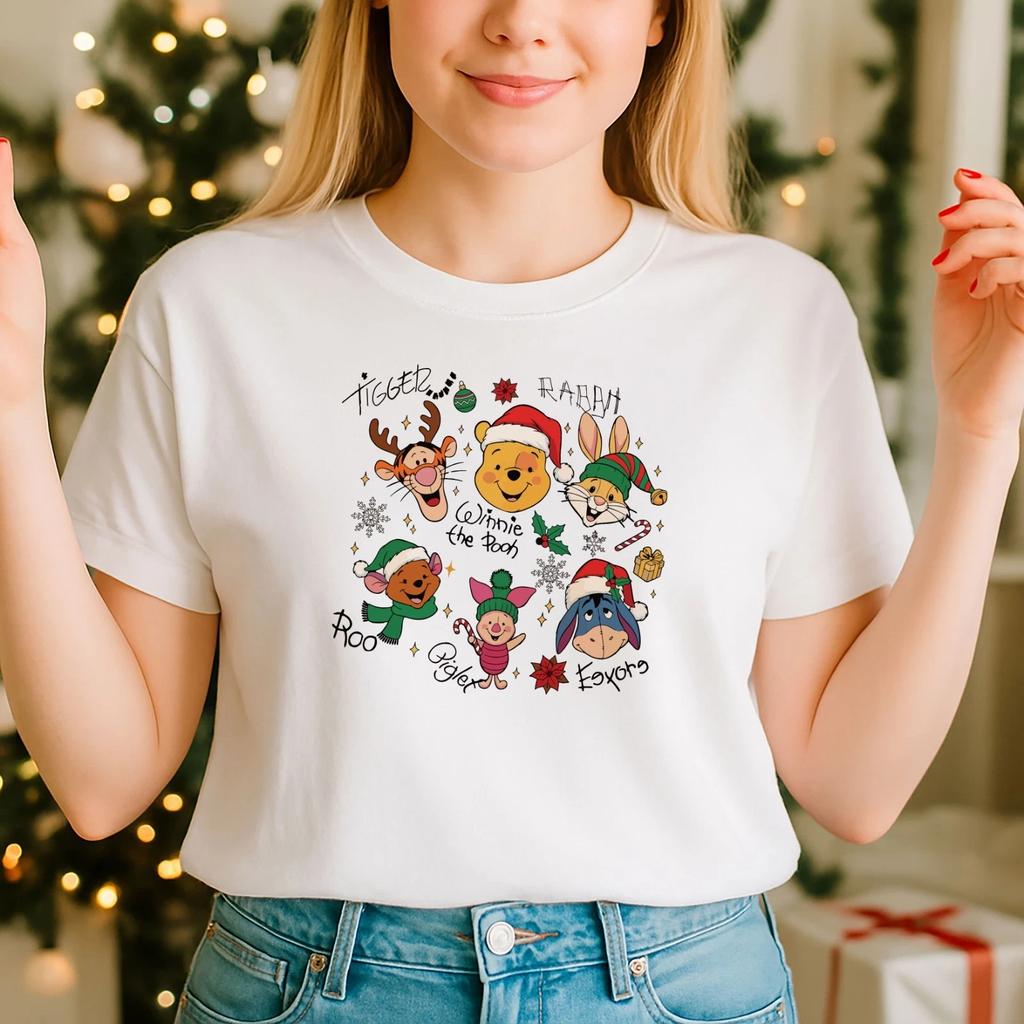 2025 Christmas unisex Tshirt,Night before Christmas, Retro Pooh ChristmastCH)