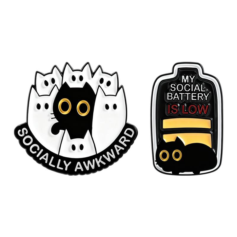 2-10pcs/set ADHD Mental Health Enamel Pins Psicologia Social Anxiety Overthinking Introverted Brooches Lapel Badge Jewelry Gifts