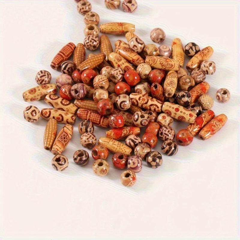 100Pcs/Bag Small Size Jewelry Type Mixed Wooden Beads Big Hole Beads Fit Charm Bracelet DIY for Jewelry Making.