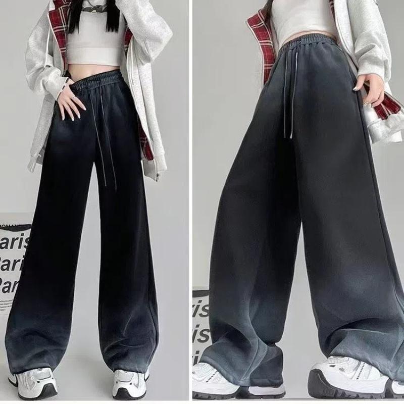Women's Wide-leg Pants Korean Loose Fashion High-waist Gradient Tie-dye Straight-leg Sports Casual Pants Spring Autumn New Style