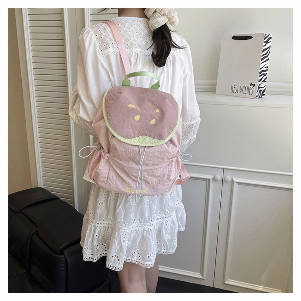 Travel Outdoor Drawstring Backpack Dopamine Color Hiking Shoulder Bag Fruit Nylon Backpack  Girls