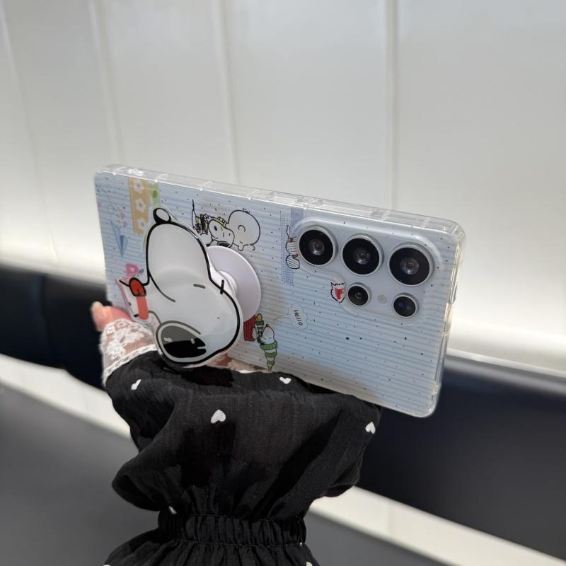 Cute winter Cartoon skiing hat Snoopy Phone Case For Samsung S21 S22 S23 S24 S25 Ultra Plus Note 10 Charlie Brown Soft TPU Cover