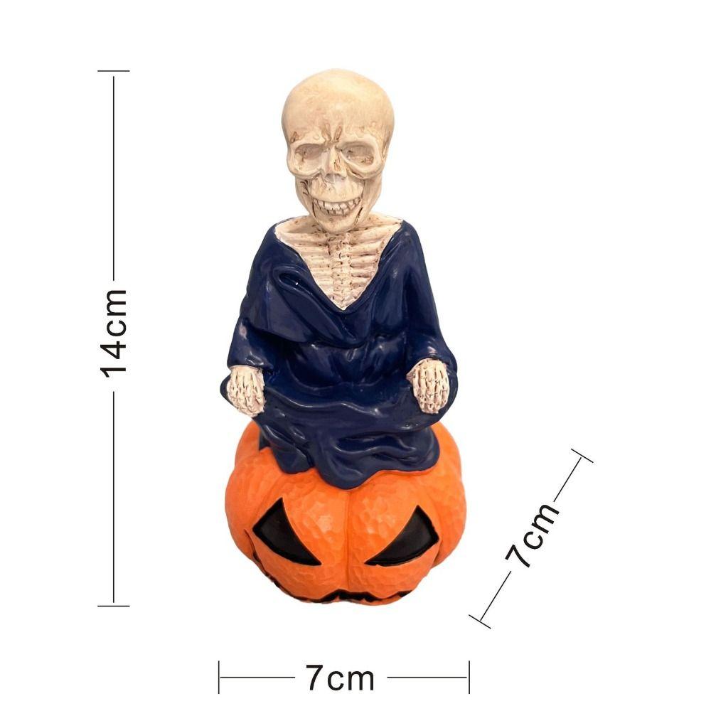 Moving Head Ghost Skeleton Ornament Resin Pumpkins Skeleton Figurines Micro Landscape Ornaments