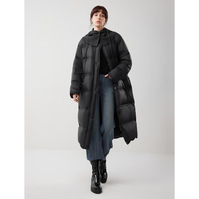 ELLE Women's Long Hooded Duck Down Jacket