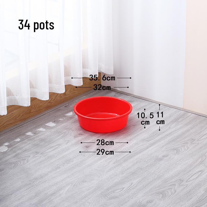 Extra Thick Red Plastic Washbasin - Large Round Household Basin