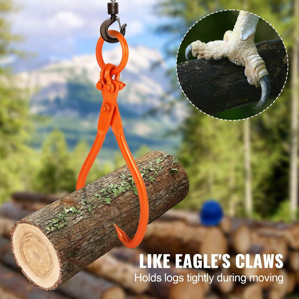 Log Skidding Tongs, 18 inch 2 Claw Log Lifting Tongs, Heavy Duty Steel Lumber Skidding Tongs, 772 lbs/350 kg Loading Capacity, Log Lifting, Handling,