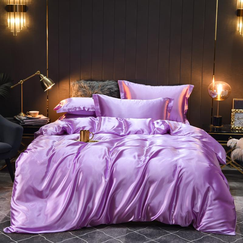 Nou set de lenjerie de pat din mătase de gheață, pe două fețe