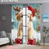 2 Stück, 2D-Flachdruck Beliebte Vorhangpaneele Frohe Weihnachten Welpe Geschenk Polyester Einfache Installation (ohne Stange) Dekorationen Für