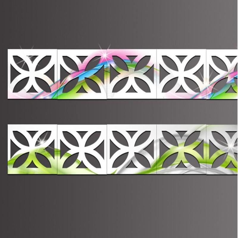 30pcs 5x5CM Waist Line Mirror Wall Sticker DIY Self Adhesive Wall Edge Strip Decal for Living Room TV Background Home Decor