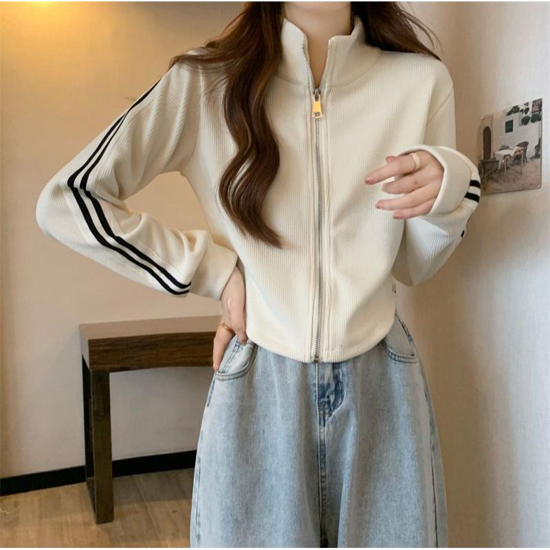 Neuer kurzer Hoodie Damen Hot Girl Strickjacke Jacke Slim Design Langarm-Oberteil