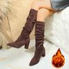 Autumn and Winter New Thick Heel Pointed Fashion Women's Boots Suede High Heel Stacking Boots Thin Boots