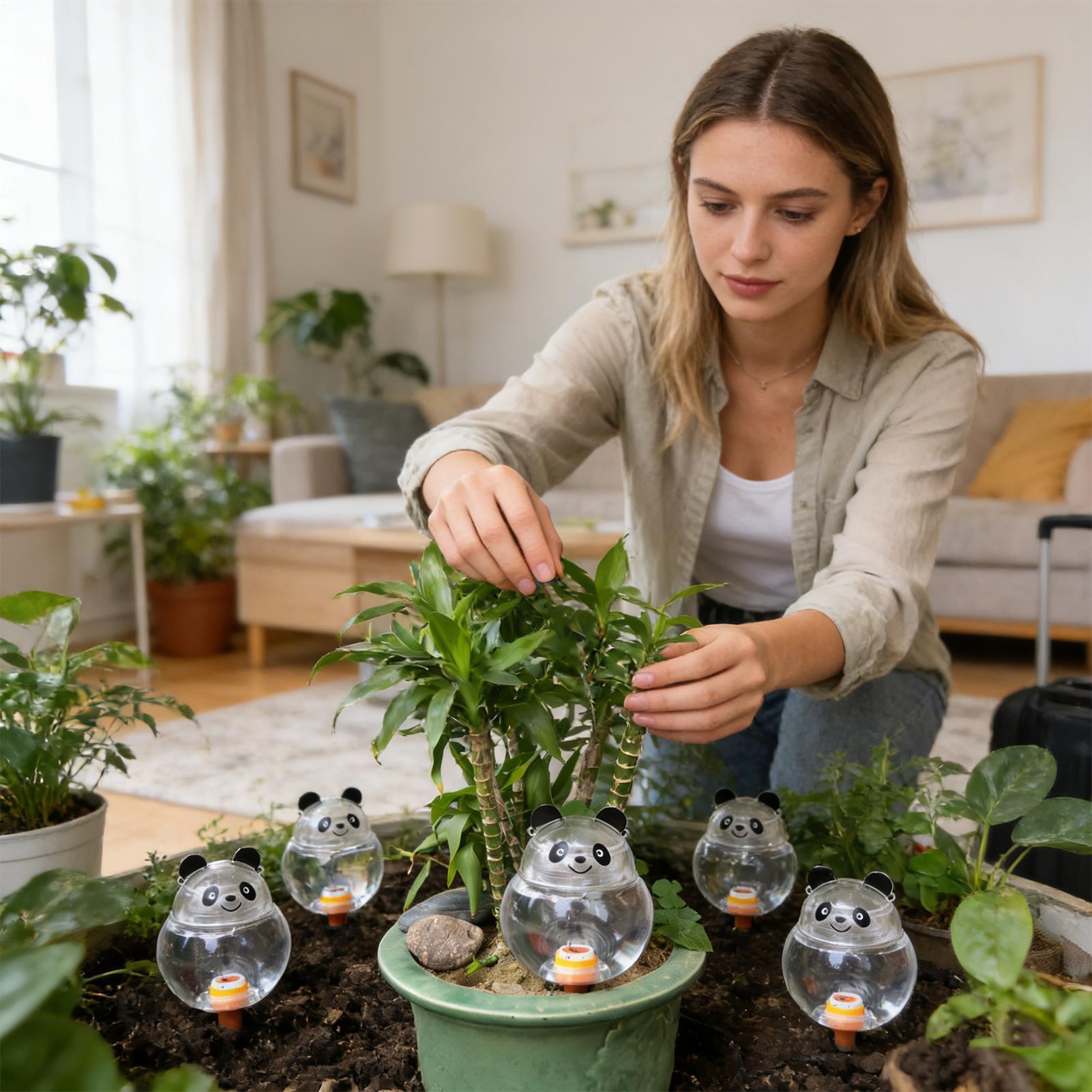 500ML Panda Shaped Automatic Watering Spikes Indoor Plants Slow-Release Insert Vacation Potted Plants Automatic Waterer Spikes CN