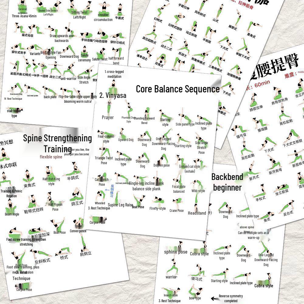 Yoga Posture Stickers & Cards: Wellness Exercise Tools for Home or Studio