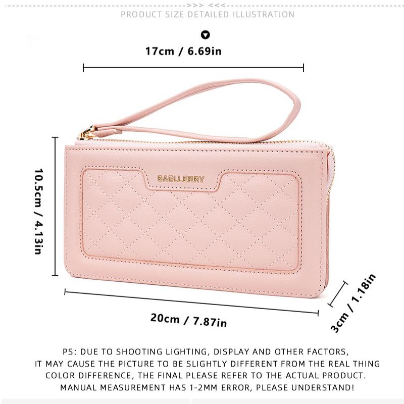 Baellerry Women's Cell Phone Bag Multi-card Slot Long Purse Zipper Coin Purse Fashion Pu Leather Wallet with Lanyard