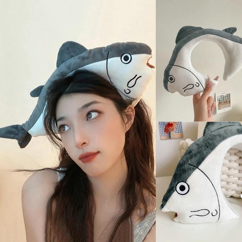 5PC Cartoon Funny Salty Fish Hair Bands Summer Women Cute Face Wash Headbands Funny Headband Animal Hair Bands Hair Decoration
