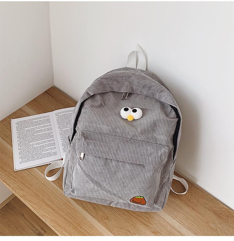 Schoolbag simple and lightweight girls backpack cute primary school bag large capacity corduroy casual backpack
