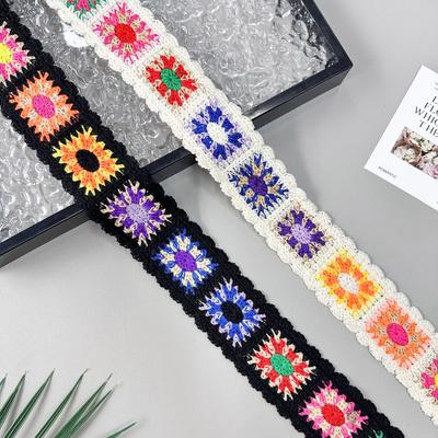 Ethnischer Stil Mehrfarbig Imitation Handhäkelspitze Farbiger Baumwollfaden Stickerei Kleidung Schuhe und Hüte Dekorative Webspitze Zubehör