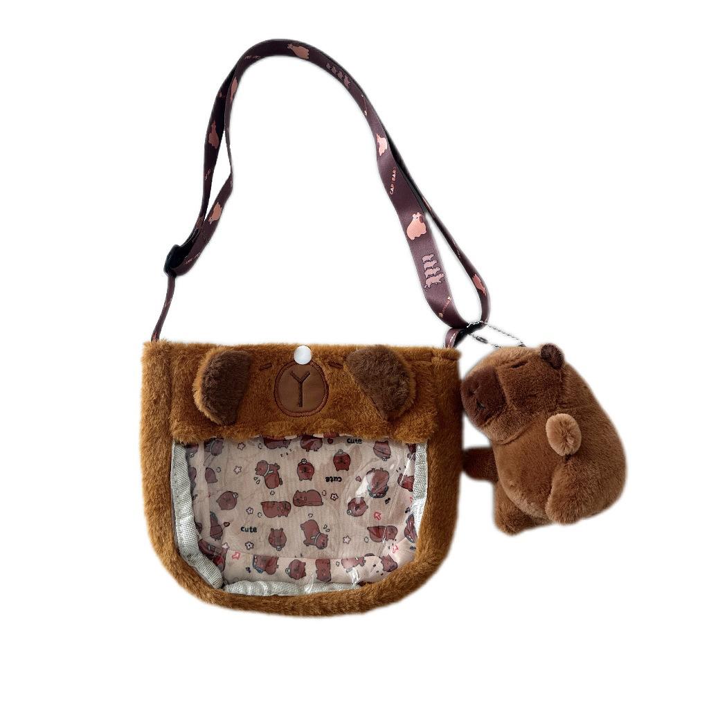 

инс милый мультяшный цветок ткань перспектива маленькая сумка через плечо для девочки сумка для хранения мобильного телефона диагональный разрез сумка-кукла капибара