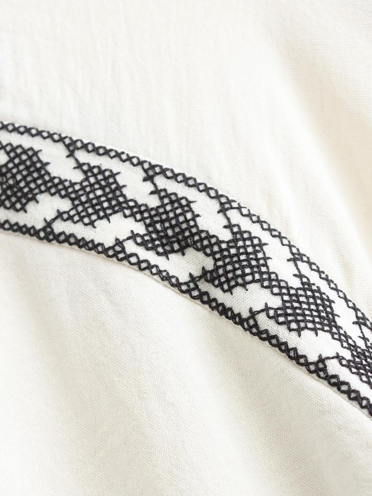 2024 Summer Women's V-Neck Color Block Embroidered Top - European & American Style Casual Fashion