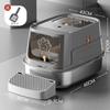Large Enclosed Cat Litter Box Stainless Steel Anti-Scatter Cat Bedpan Fully Sealed Kitty Toilet High-Sided Pet Bathroom Solution