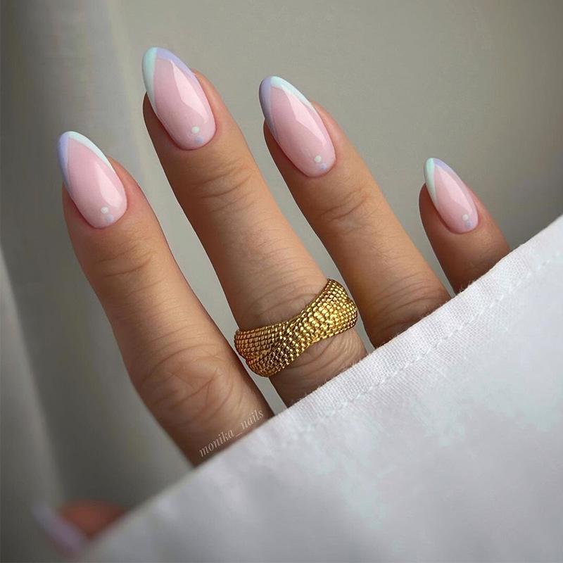 

Sweet Pink Almond-Shaped Medium-Long Wearable Nail Tips - Removable & Finished Manicure Glue Version