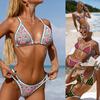 Zweiteiliges Set Damen-Bademode, Retro-Badeanzug, geteilt, Sommer, Strand, vorne gebunden, Badeanzug, Urlaub, Blumen-Druck, Badeanzüge